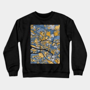 Glasgow Map Pattern in Blue & Gold Crewneck Sweatshirt